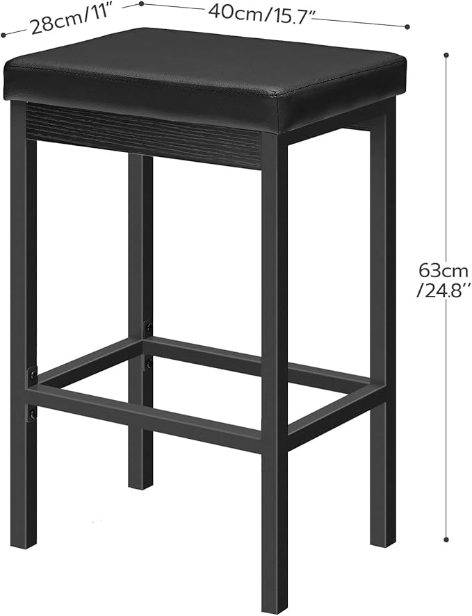 HOOBRO Bar Stools, 24.8-Inch Height Stools, Breakfast Bar Stools, Kitchen Stools - Image 3