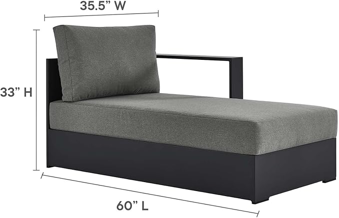 Modway Tahoe Modular Aluminum 2-Piece Outdoor Patio Furniture Gray Charcoal - Image 6