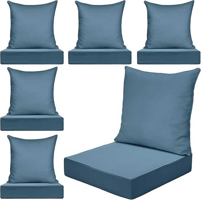 Hoteam 6 Set Outdoor Chair Cushions 20 x 20 Inch Patio Cushions Deep Seat by Hoteam