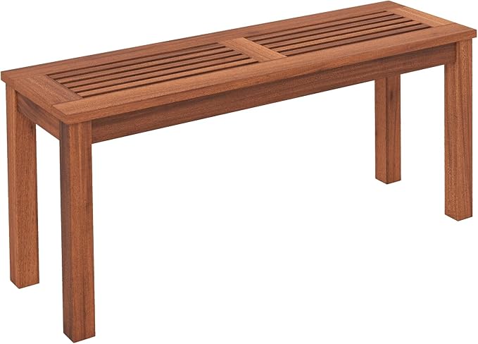 Tangkula Patio Wood Bench, 2-Person Solid Wood Bench by TANGKULA