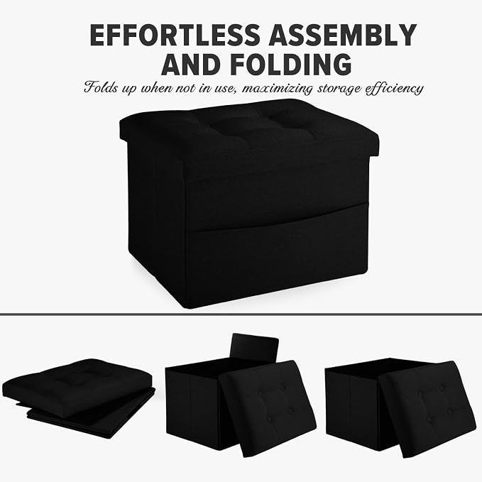LINMAGCO Storage Ottoman Folding Foot Stool Foot Rest - Image 6