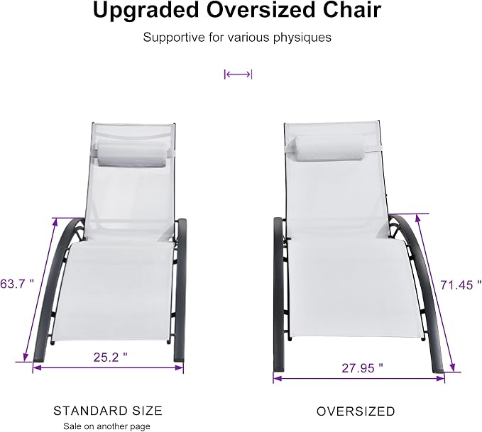 PURPLE LEAF Patio Oversized Chaise Lounge Chair Set - Image 2