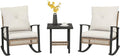 Outsunny 3 Pieces Rocking Wicker Outdoor Bistro Set, Rattan Patio Furniture Set by Outsunny