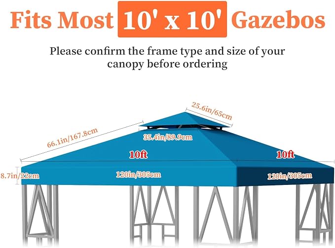 Gazebo Canopy Replacement 10x10ft Outdoor Shelter - Image 5