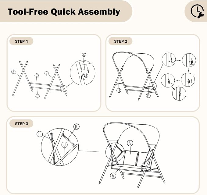 AECOJOY 2 Seat Outdoor Patio Swing Chair - Image 2