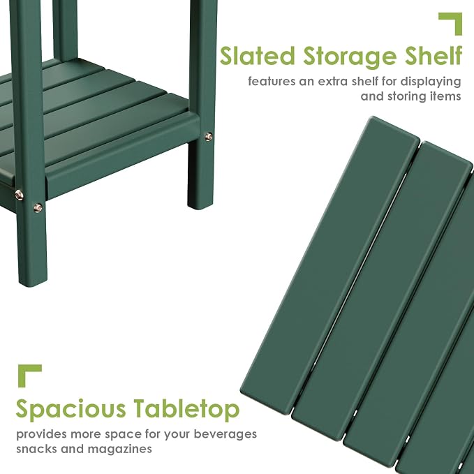 GREENVINES Adirondack-Outdoor-Side-Table | 14 x 13 Inches | HDPE Plastic | All - Image 6