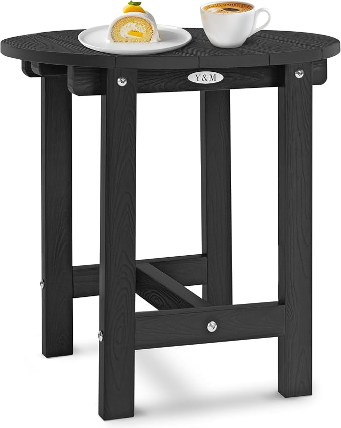 Y&M Outdoor Side Table, Waterproof Four-Legged Round Entryway End Table - Image 7