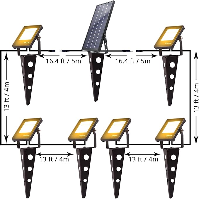 Solar Spotlights Outdoor Waterproof, Zeta 6-in-1 Spot Lights Metal Warm White - Image 3