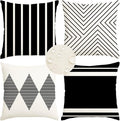 RABUSOFA Outdoor Pillows Waterproof, 18x18 inch Black and White Throw Pillows by RABUSOFA
