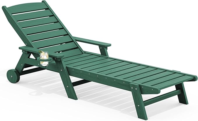 SERWALL Patio Chaise Lounge Chair, Poly Lounge Chair by SERWALL