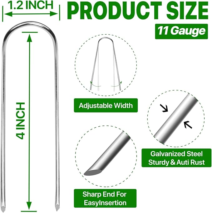 U Shape Garden Stakes 50 Packs 4 Inch 11 Gauge Irrigation Tubing Stakes - Image 2