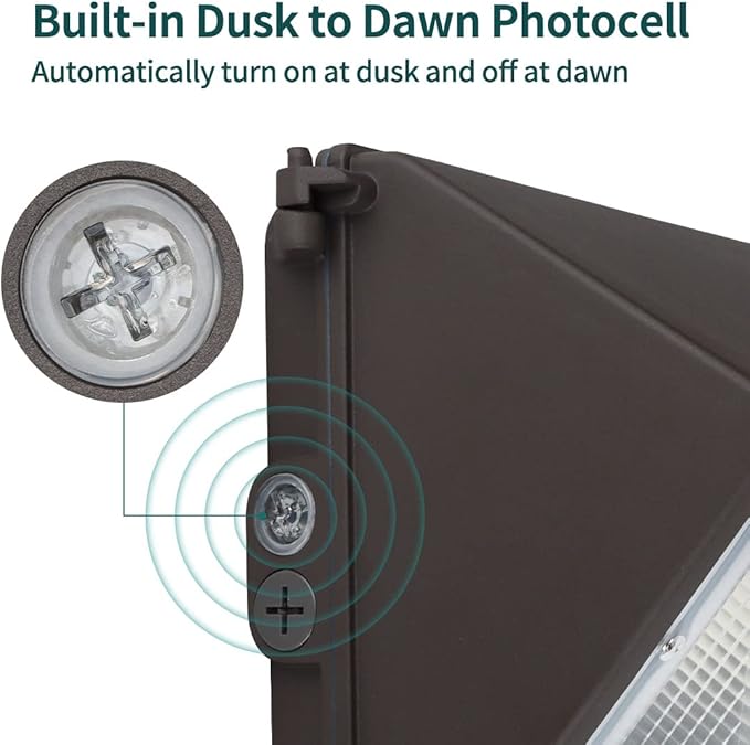 kadision LED Wall Pack with Dusk-to-Dawn Photocell, 60W 7800lm 5000K 100-277V - Image 2
