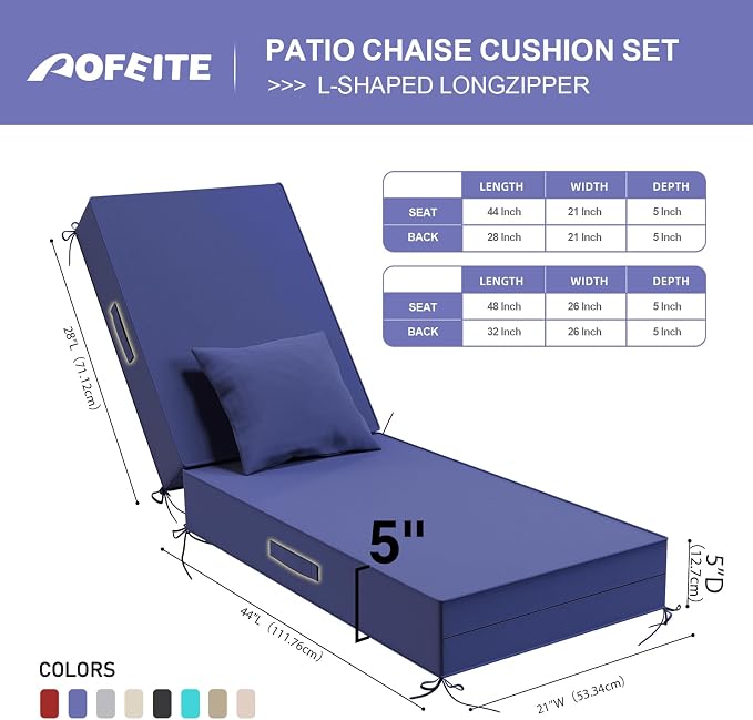 Outdoor Water-Resistant Olefin Chaise Lounge Cushions - Image 3