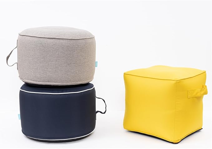 QILLOWAY Indoor/Outdoor Inflatable Stool, Round Ottoman, All Weather Foot Rest - Image 7