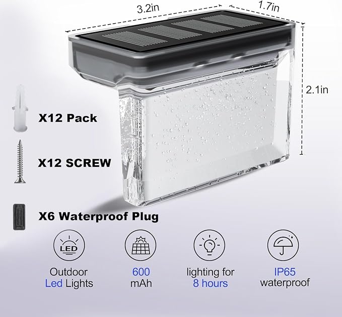 TIJNN Solar Deck Lights Outdoor Waterproof – LED Solar Fence Lighting - Image 7