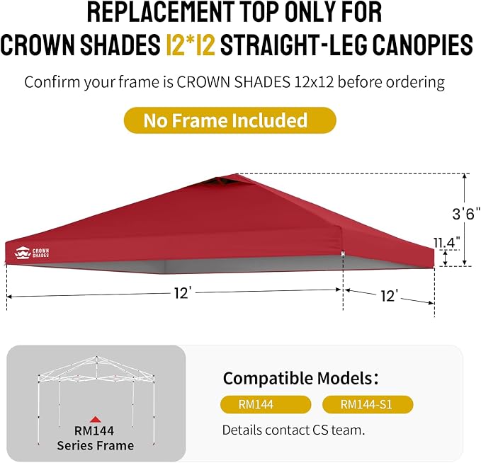CROWN SHADES 12x12 Canopy Replacement Top - Image 3