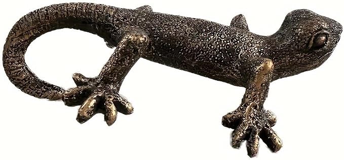 Vintage Bronze Gecko Planter Pot Hugger Flower Figurine – Resin Climbing Lizard - Image 6