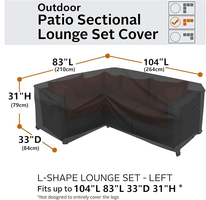 Heavy Duty Outdoor Sectional Sofa Cover, Lawn Patio Furniture Cover - Image 5