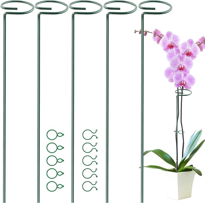HiGift 5 Pack Plant Support Stakes, Garden Single Stem Flower Support Stick - Image 9