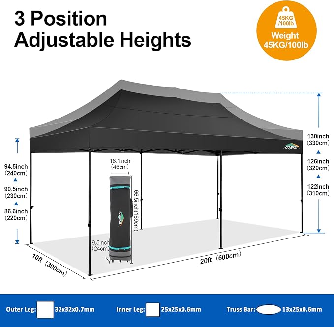 COBIZI 10x20 Pop up Canopy Tent 10x20 Canopy - Image 6