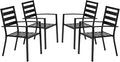 VINGLI Outdoor Dining Chairs Set of 4, Metal Frame Patio Chairs by VINGLI