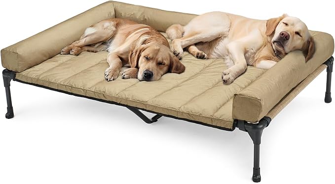 Veehoo Cooling Elevated Dog Bed Add Removable Waterproof Bolster Cushion Mat by Veehoo