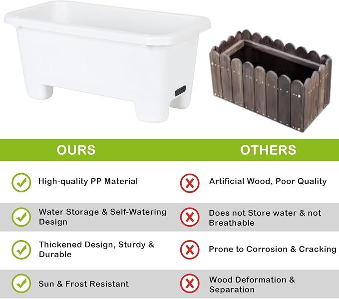 Self-Watering Rectangle Planter Boxes 8-Pack, 15.7-Inch Window Box Planter - Image 4