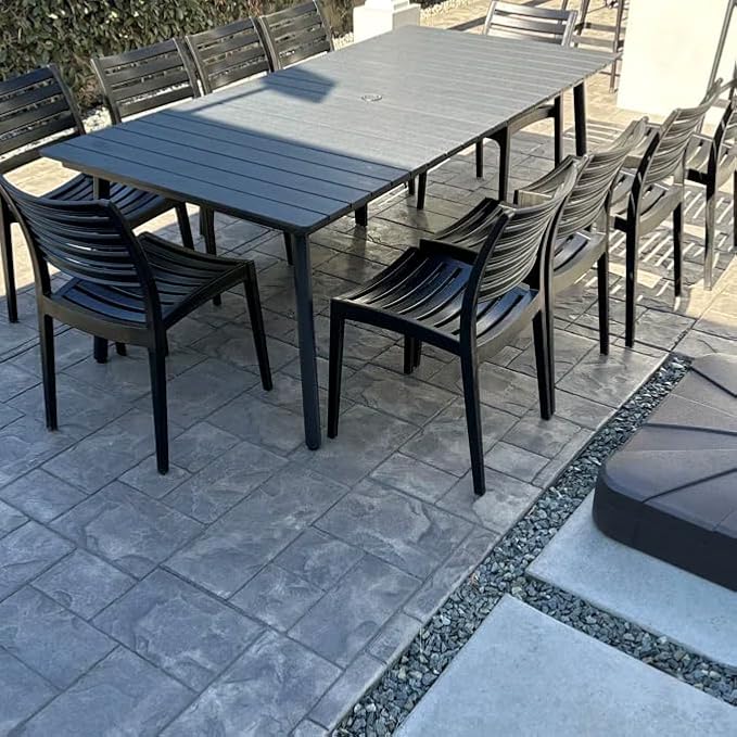 95" Patio Outdoor Dining Table for 8-10, Weather-Resistant Wood-Grain Top - Image 6