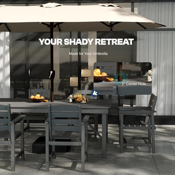 Outdoor HDPE Dining Set 7 Pieces, Patio Table - Image 3