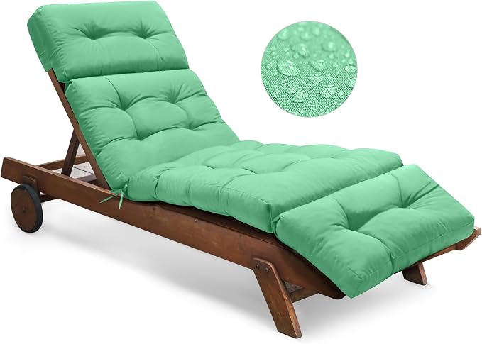 Outdoor Chaise Lounge Chair Cushion Waterproof 74.4 x 22 x 4.7 Inches Memory by Tycdiose