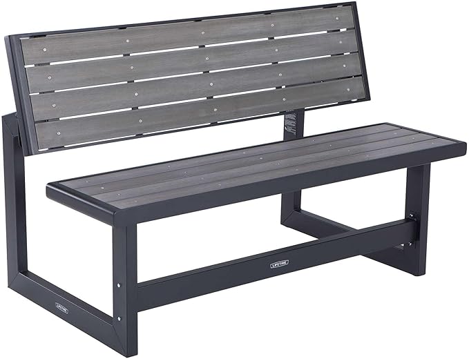 LIFETIME 60253 Outdoor Convertible Bench, 55 Inch, Harbor Gray by Lifetime