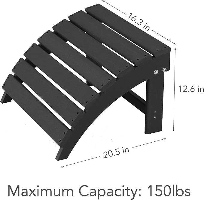 Sundale Outdoor Folding Plastic Adirondack Ottoman, All-Weather Adirondack - Image 3