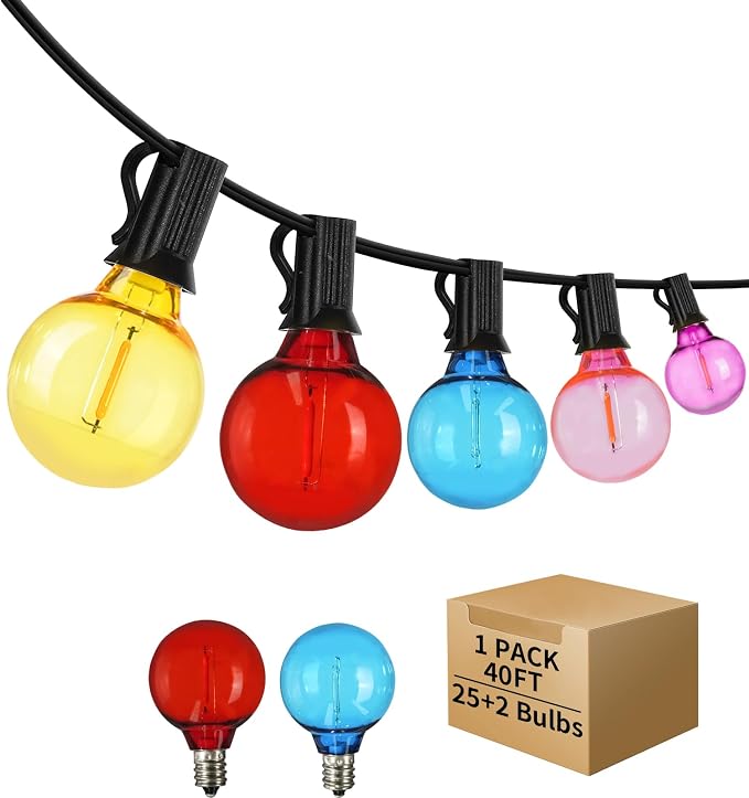 40FT LED Outdoor String Lights Waterproof, G40 LED Globe Outdoor Lighting by ShineU