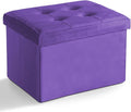 Storage Ottoman Folding Foot Stool Velvet Foot Rest by LINMAGCO