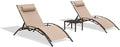PURPLE LEAF Outdoor Oversized Chaise Lounge Chair Set of 3 Patio Pool Lounger by PURPLELEAF