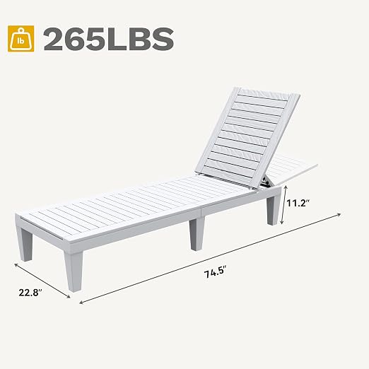 DWVO Outdoor Chaise Lounge, Pool Lounge Chair Set of 4 w/ 5-Level Backrest - Image 3