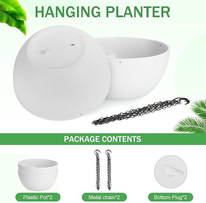 13 inch Hanging Planters for Indoor Plants, 2 Pack Planters for Outdoor Plants - Image 3