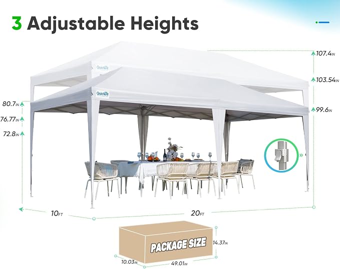 Quictent 10x20 Pop up Canopy Without Sidewalls Easy up Canopy Tent Instant - Image 6