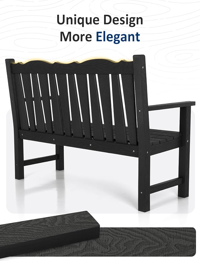 Outdoor Bench Set of 2, Weatherproof Garden Benches - Image 8