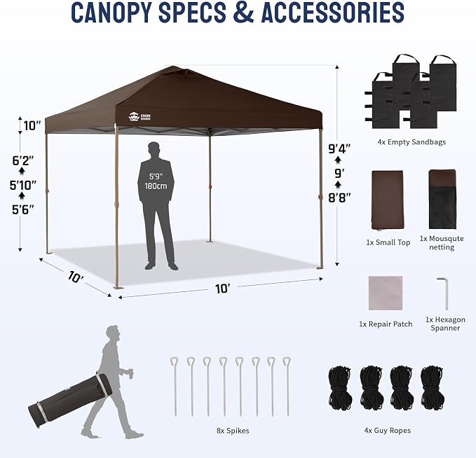 CROWN SHADES Gazebo 10x10 Pop Up Canopy - Image 5