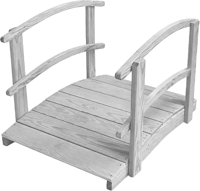 4 FT White Amish Made Garden Bridge by Unknown