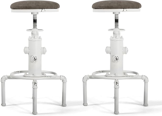 Topower Antique Vintage Industrial Barstool PU Leather Water Pipe Fire Hydrant - Image 9