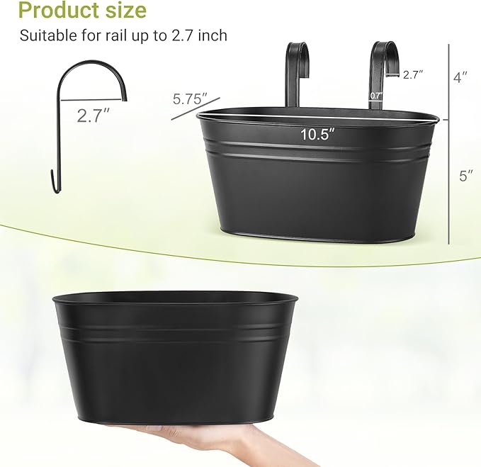 Dahey 10.5 Inch Metal Iron Hanging Flower Pots - Image 2