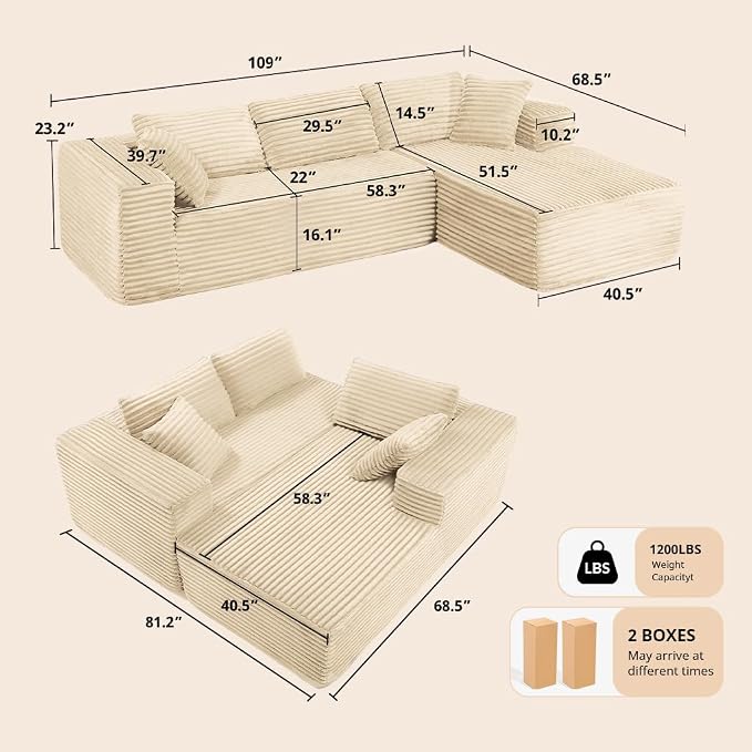 COMHOMA 105”Modular Sectional Sofa - Image 2