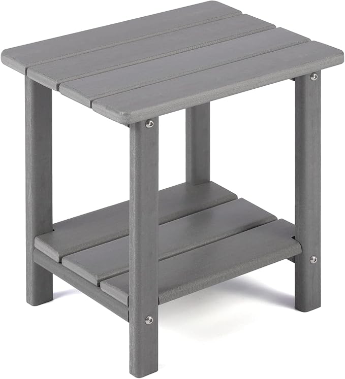 Adirondack Outdoor Side Table, 2-Tier Sturdy Patio End Table Weather Resistant by Apolimi