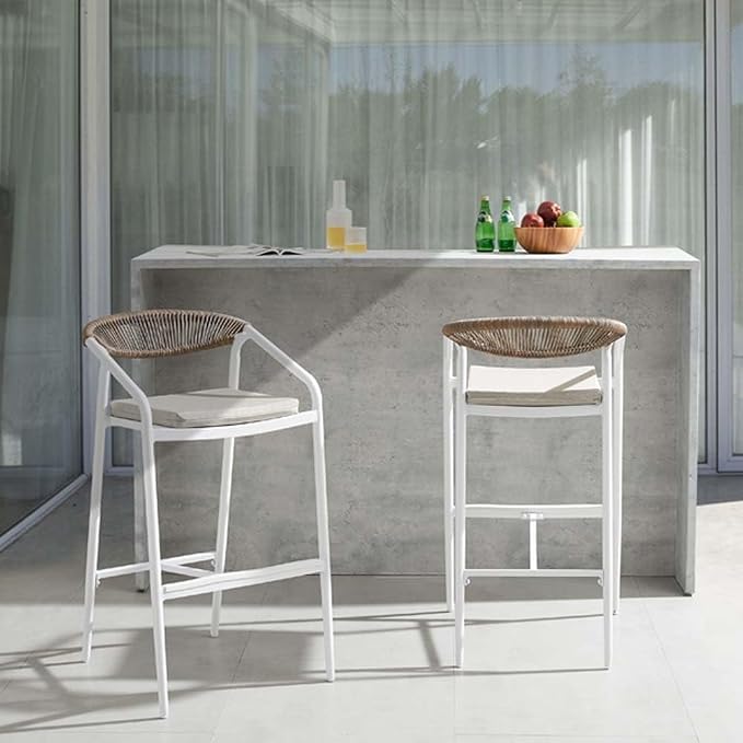 Outdoor Bar Stools Set, Aluminum Frame by RICNOD