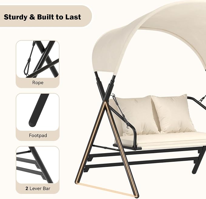 AECOJOY 2 Seat Outdoor Patio Swing Chair - Image 3