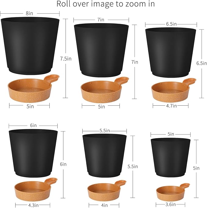GARDIFE Plant Pots 8/7/6.5/6/5.5/5 Inch Self Watering Planters - Image 3