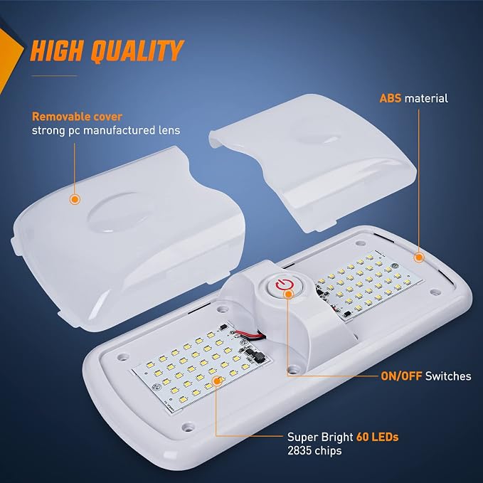 Nilight 2pcs RV Interior Lights 12V-24V LED Ceiling Light Fixture - Image 3