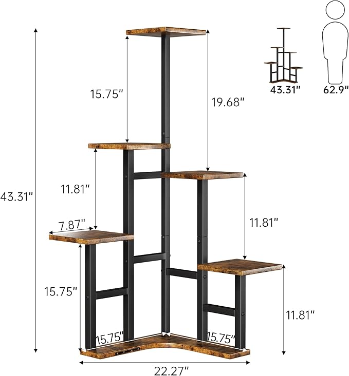 Corner Plant Stand Indoor, 6 Tiered Corner Plant Shelf Flower Stand - Image 3